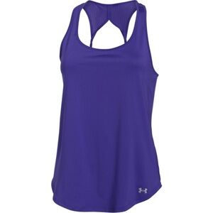 Under Armour Fly By Performance Twist Racerback Sleeveless Mesh Purple Tank Top